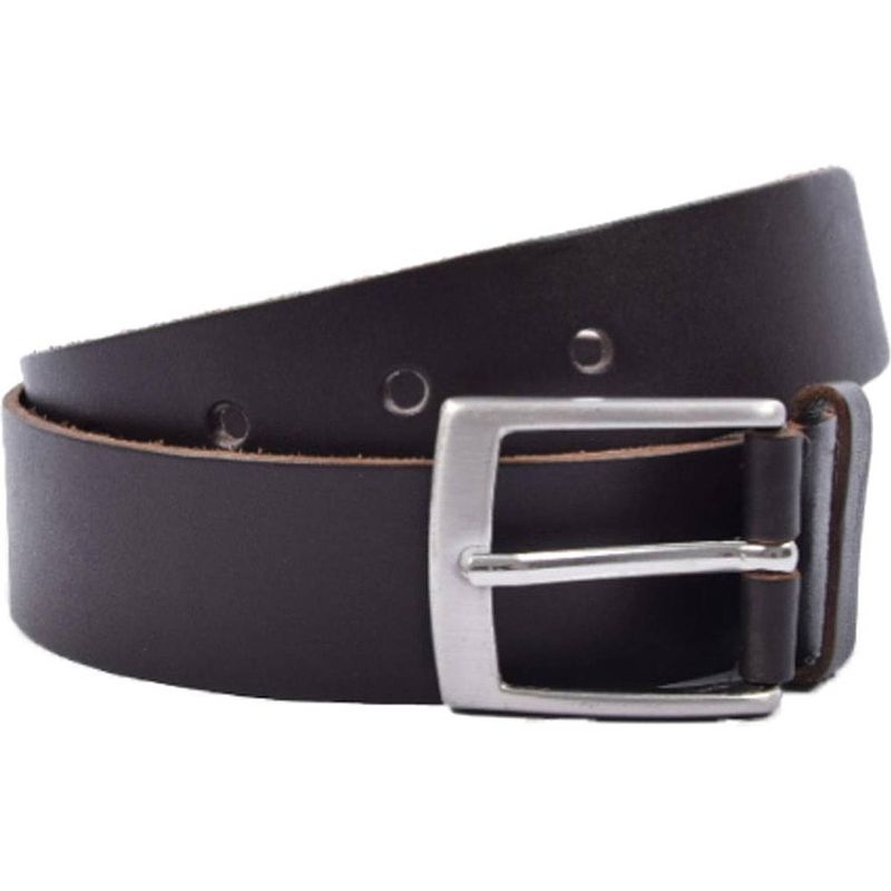 Foto van Riem - riemen - donker bruin - 4 cm - unisex - 100% leren - leder - riem maat 85