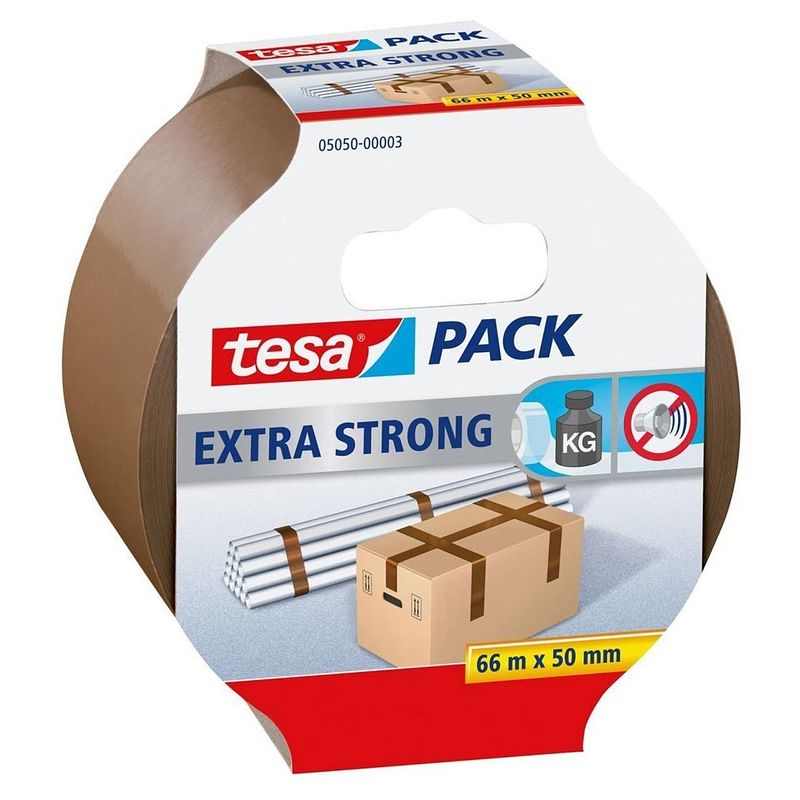 Foto van 3x tesa bruine verpakkingstape extra sterk 66 mtr x 50 mm - tape (klussen)