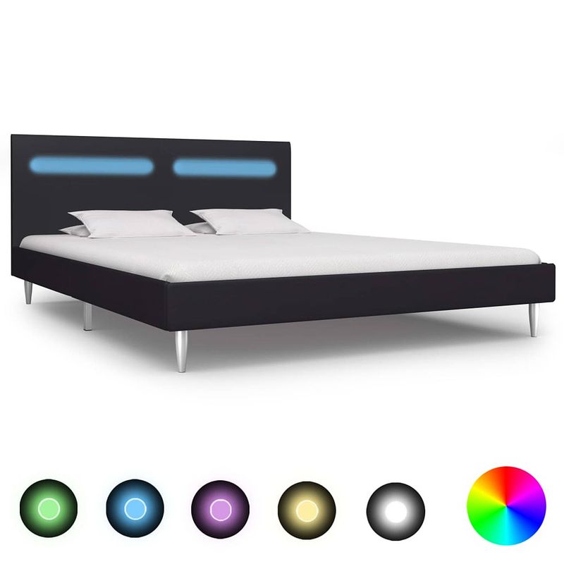 Foto van Vidaxl bedframe met led stof zwart 160x200 cm