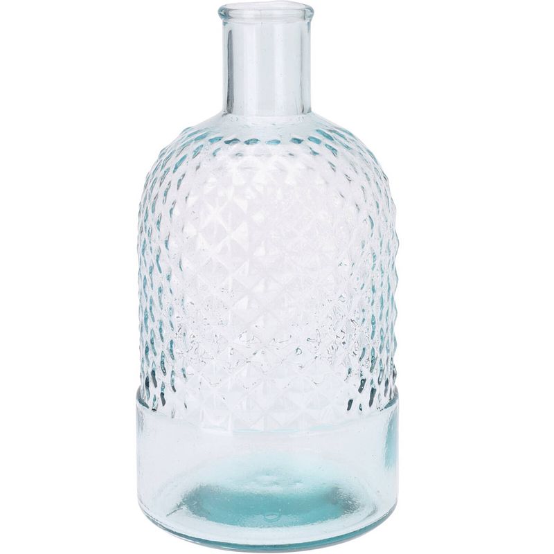 Foto van H&s collection fles bloemenvaas salerno - gerecycled glas - transparant - d12 x h23 cm - vazen