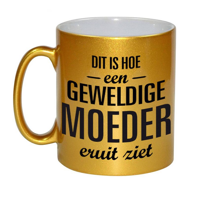 Foto van Gouden geweldige moeder cadeau koffiemok / theebeker 330 ml - feest mokken