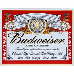 Foto van Budweiser muurdecoratie metaal 32x41 - metalen wandbordjes