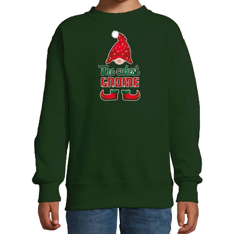 Foto van Bellatio decorations kersttrui/sweater voor meisjes - schattigste gnoom - groen - kerst kabouter 14-15 jaar (170/176) -