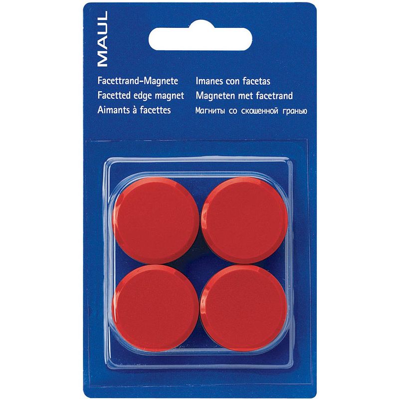 Foto van Maul magneet solid 32mm trekkracht 800gr blister 4 rood 12 stuks