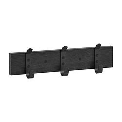 Foto van Acaza wandkapstok met 3 haken - compacte houten muurkapstok - industriële stijl - zwart