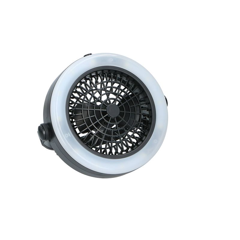 Foto van Grundig camping lamp en ventilator - 2-in-1 - 3x aa (exclusief) - weatherproof - warm wit licht