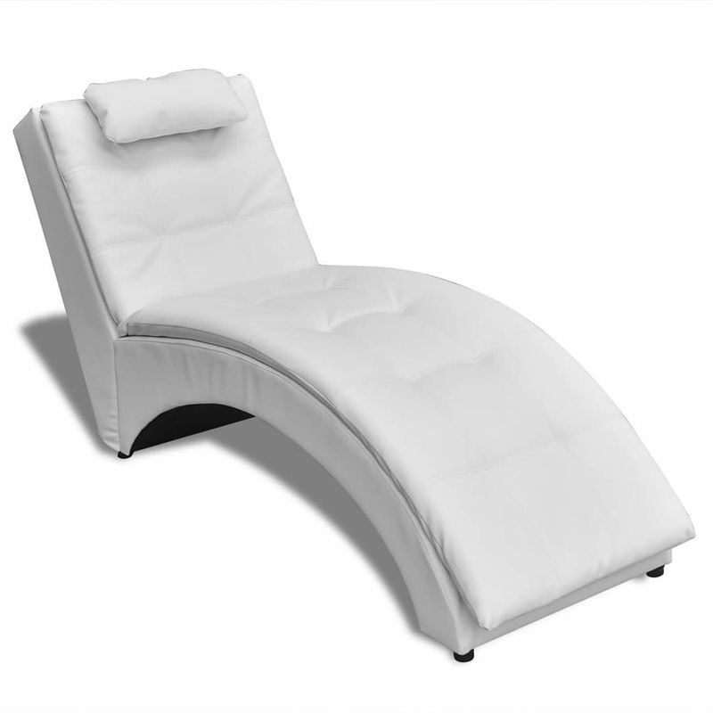 Foto van Vidaxl chaise longue met kussen kunstleer wit