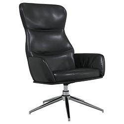 Foto van The living store fauteuil - relaxstoel - kunstleer - 70 x 77 x 94 cm - glanzend zwart