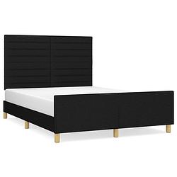 Foto van The living store bedframe - comfort - bedframes - 193 x 146 x 118/128 cm - zwart stoffen bekleding