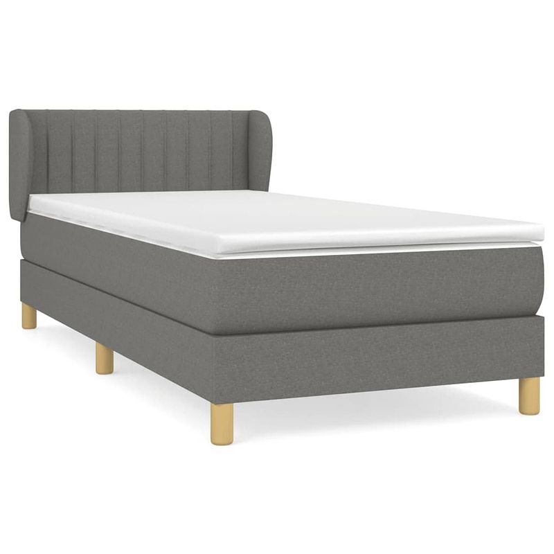 Foto van The living store boxspringbed - donkergrijs - 203 x 93 x 78/88 cm - pocketvering matras - middelharde ondersteuning -