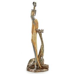 Foto van Giftdecor decoratiebeeld african lady 46 cm polyresin zilver