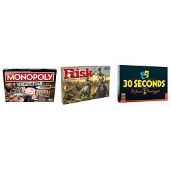 Foto van Spellenbundel - bordspellen - 3 stuks - monopoly valsspelerseditie & risk & 30 seconds