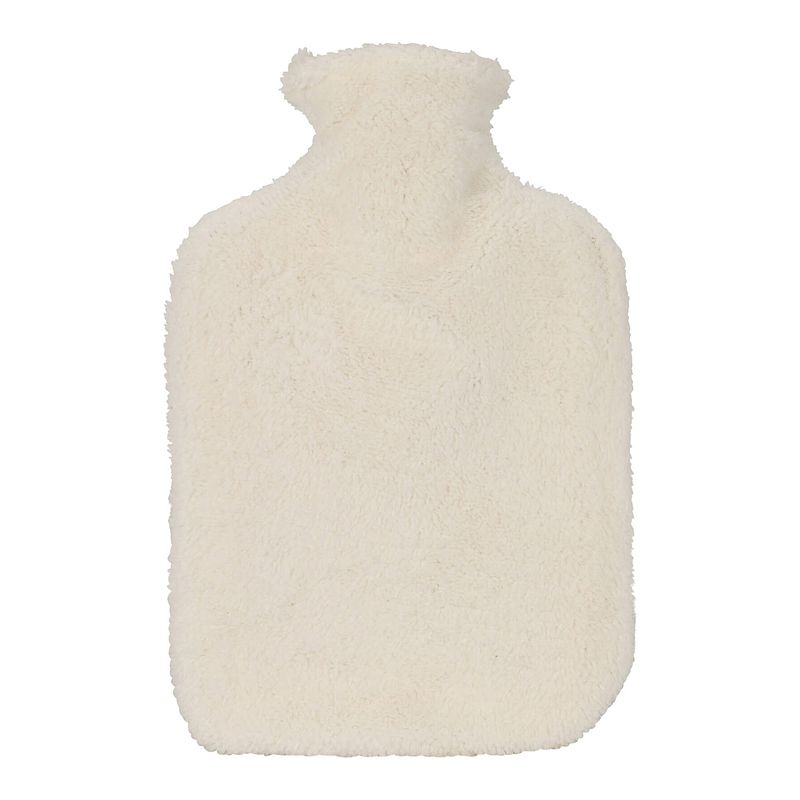 Foto van H&s collection warmwaterkruik - met extra zachte hoes - creme wit - 1,75l - kruik - kruiken