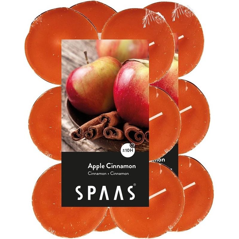 Foto van 24x maxi theelichten appel/kaneel geurkaarsen apple cinnamon 10 branduren - geurkaarsen