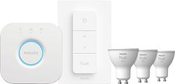 Foto van Philips hue white starter pack gu10 met 3 lampen, dimmer + bridge