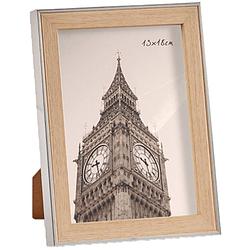 Foto van Kunststof fotolijst zilver met hout geschikt voor een foto van 13 x 18 cm - fotolijsten