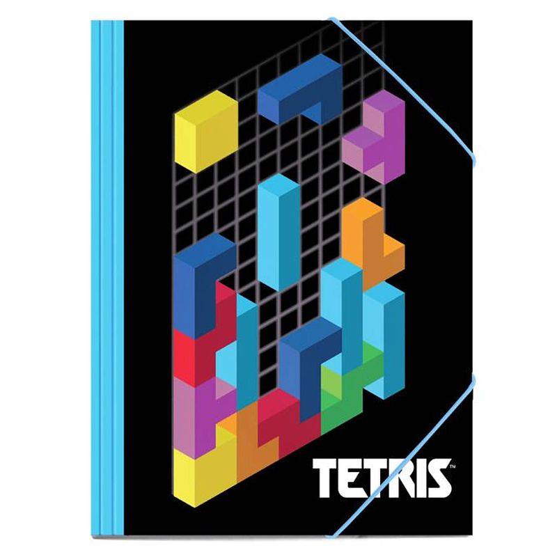 Foto van Nintendo elastomap tetris junior 22 x 35 cm a4 zwart/blauw