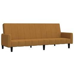 Foto van The living store bedbank logan - slaapbank - bruin fluweel - 220x84.5x69 cm