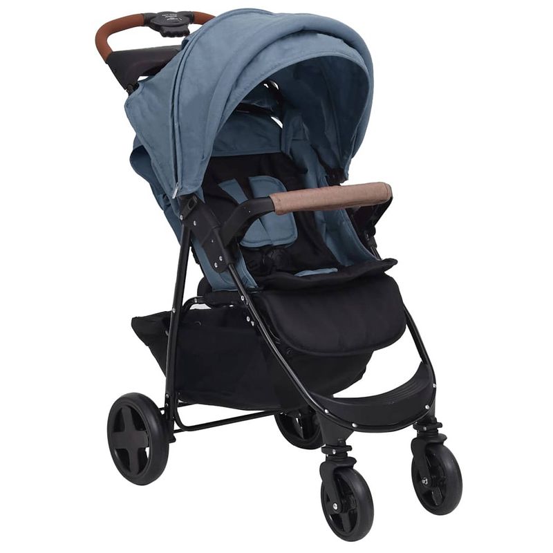 Foto van Vidaxl kinderwagen 2-in-1 staal marineblauw