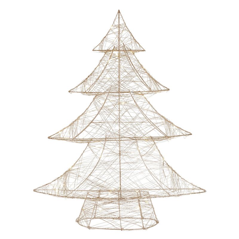 Foto van Ecd germany led-deco kerstboom met 50 warmwitte led'ss, 60 cm hoog, metaal, goud, kerstboom met verlichting & timer