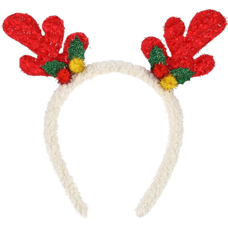 Foto van Christmas decoration kerst haarband - rendier gewei - rood - polyester - verkleedattributen