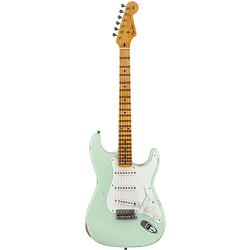 Foto van Fender custom shop time machine 's58 strat relic mn super faded aged surf green met deluxe koffer en coa