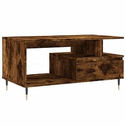 Foto van Vidaxl salontafel 90x49x45 cm bewerkt hout gerookt eikenkleurig