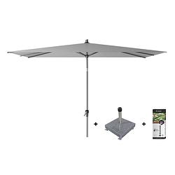 Foto van Platinum riva stokparasol 3x2 - light grey met voet en hoes