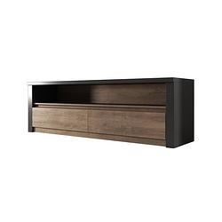 Foto van Meubella - tv-meubel monaco - eiken - grijs - 130 cm