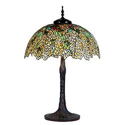 Foto van Lumilamp tiffany tafellamp ø 56x83 cm geel glas tiffany bureaulamp geel tiffany bureaulamp