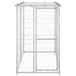 Foto van The living store hondenkennel - zilver - 110 x 220 x 180 cm - met dak en deur