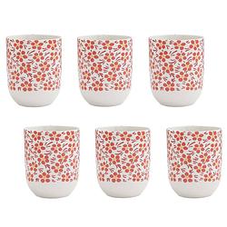 Foto van Haes deco - mokken set van 6 - ø 6x8 cm / 100 ml - met bloemen - mok