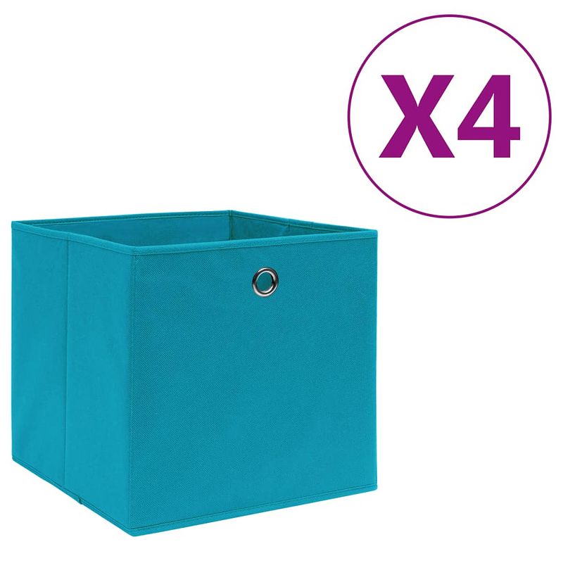 Foto van Vidaxl opbergboxen 4 st 28x28x28 cm nonwoven stof babyblauw