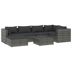 Foto van Vidaxl 7-delige loungeset met kussens poly rattan grijs