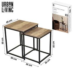 Foto van Urban living - set van 2 vierkante houten bijzettafels joya - koffietafel set van 2