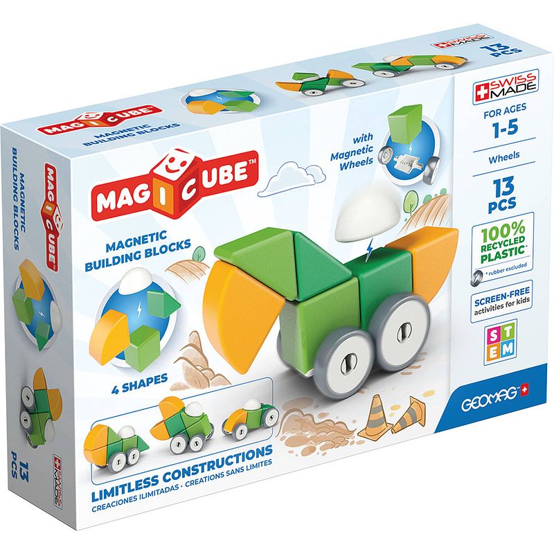 Foto van Geomag magicube 4 shapes recycled wheels 13 delig