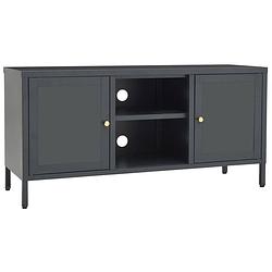 Foto van The living store tv-kast - 105 x 35 x 52 cm - antraciet - stalen constructie