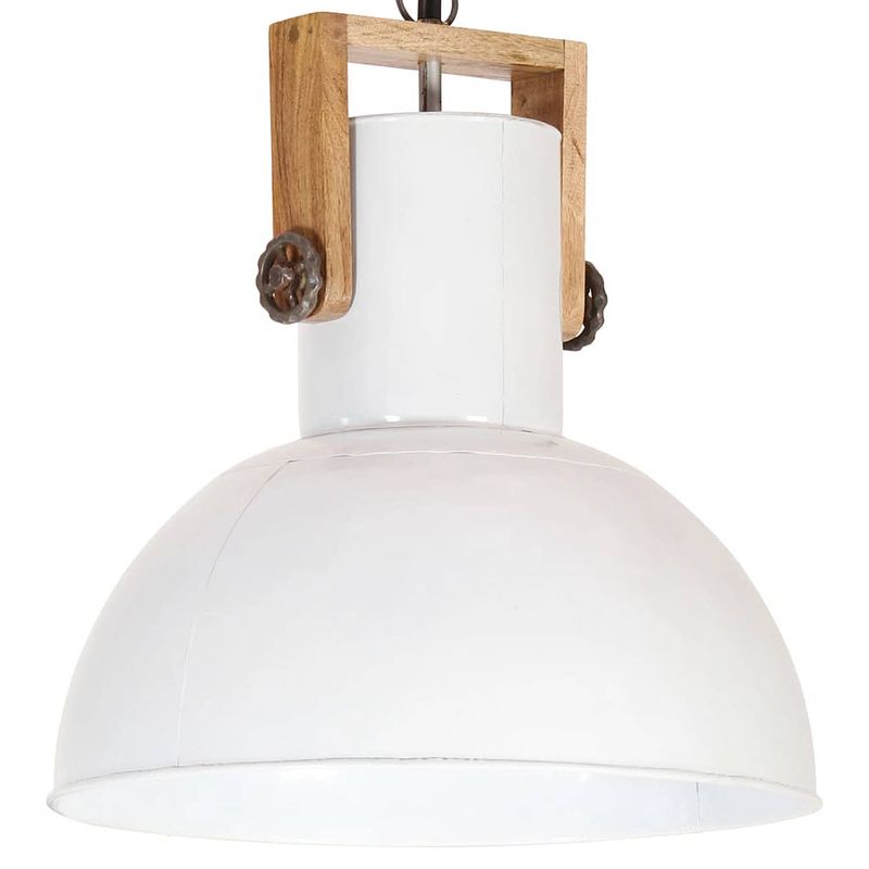 Foto van Vidaxl hanglamp industrieel rond 25 w e27 42 cm mangohout wit