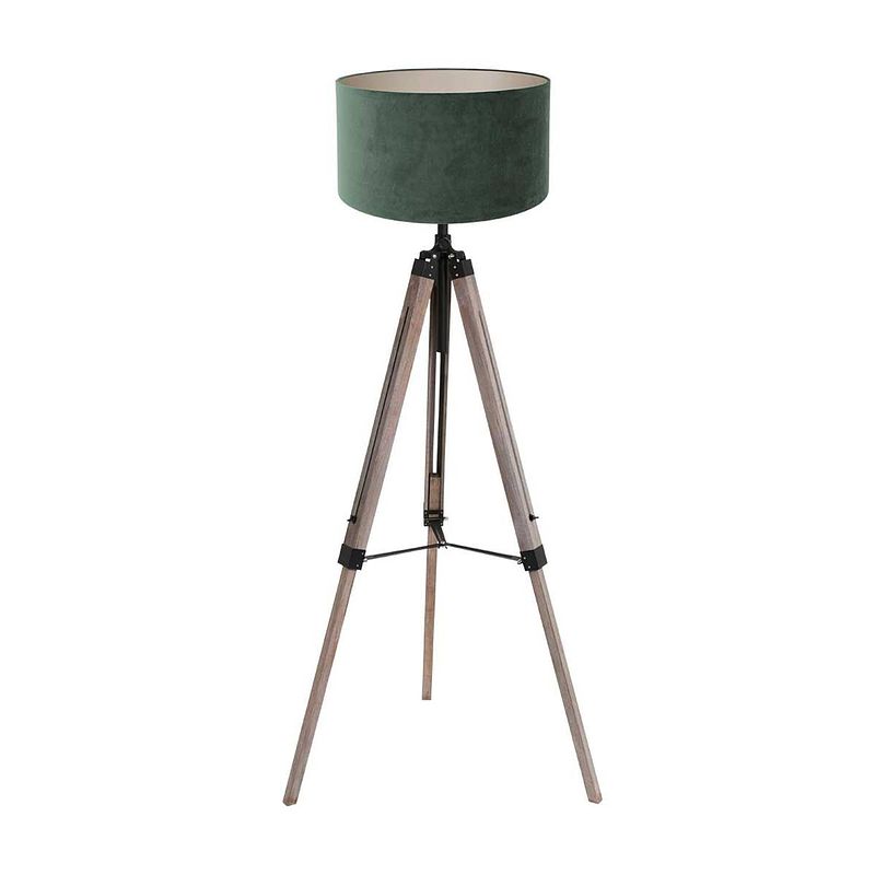 Foto van Mexlite triek vloerlamp - ø 75 cm - e27 (grote fitting) - groen en hout en zwart