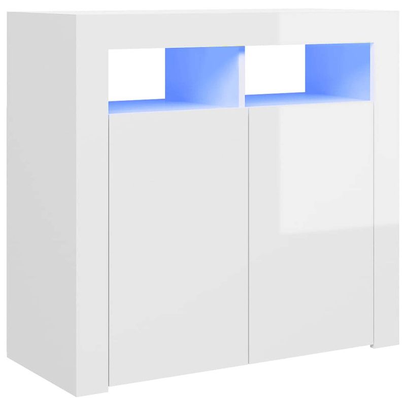 Foto van Vidaxl dressoir met led-verlichting 80x35x75 cm hoogglans wit