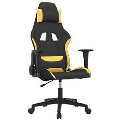 Foto van The living store gamingstoel - zwart en geel - 65 x 58 x (118 - 128) cm - massagefunctie