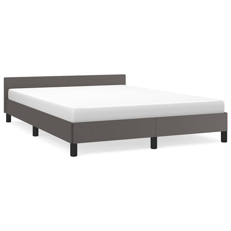 Foto van The living store bedframe multiplex - 203 x 143 x 50 cm - grijs kunstleer