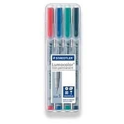 Foto van Staedtler ohp-marker lumocolor non-permanent geassorteerde kleuren, box met 4 stuks, superfijn 0,4 mm