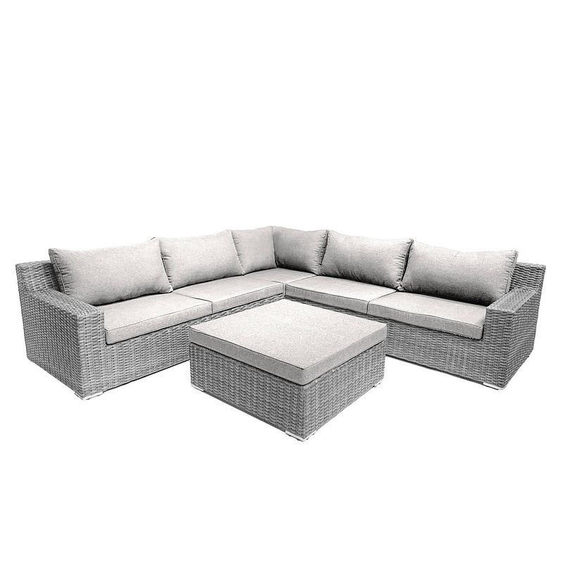 Foto van 7-persoons loungeset colorado blended grey hoekopstelling inclusief hocker