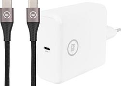 Foto van Bluebuilt power delivery oplader 60w wit + usb c kabel nylon zwart 1,5m