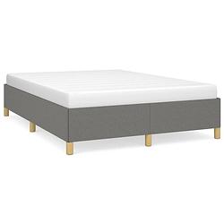 Foto van The living store bedframe - bedframes - 203 x 143 x 35 cm - donkergrijs - stof en multiplex