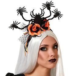 Foto van Halloween/horror verkleed diadeem/tiara - spinnen en bloemen - kunststof - dames/meisjes - verkleedhoofddeksels