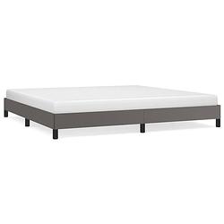 Foto van The living store bedframe kingsize grijs - kunstleer - multiplex lattenbodem - 203x203x25cm