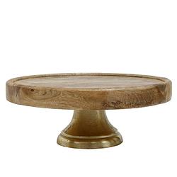 Foto van Ptmd hannah brown wooden cake stand on alu base s