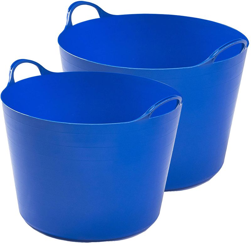 Foto van Flexibele emmers - 2x stuks - 26 liter en 39 liter - blauw - wasmanden